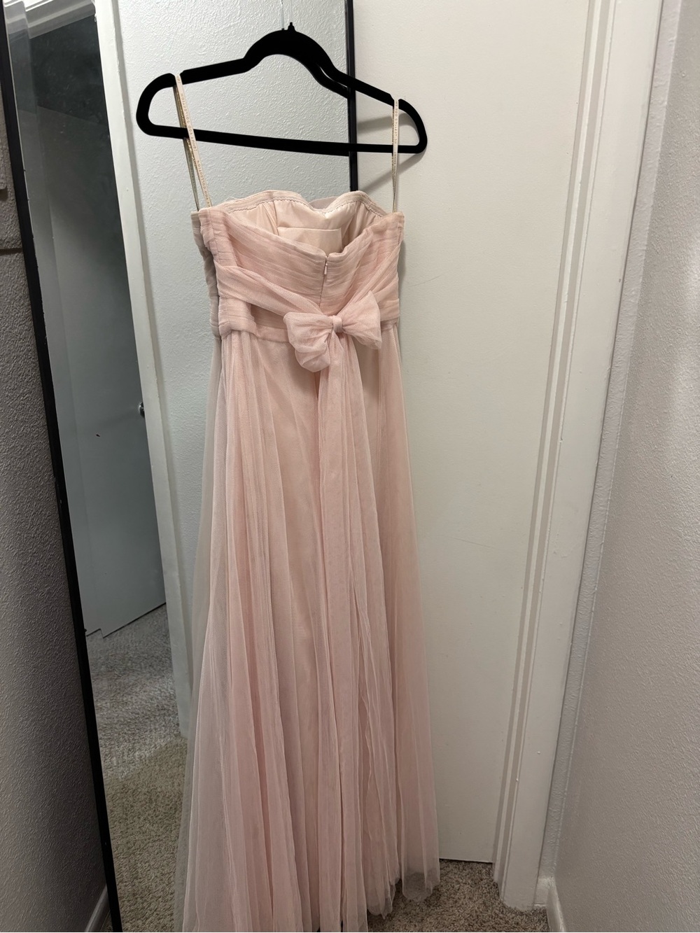 Jenny Yoo Blush Pink Tulle Dress with Draped Bodice - Picture 6 of 7